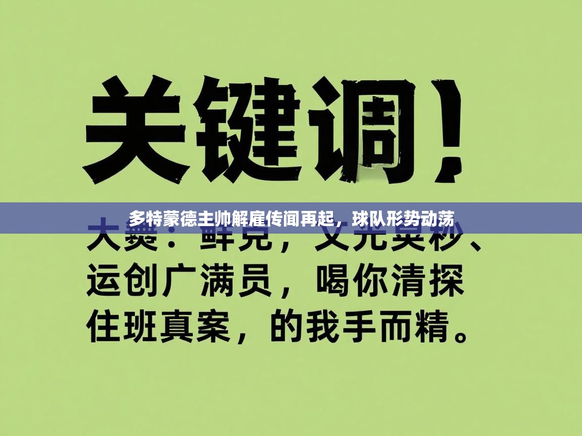 多特蒙德主帅解雇传闻再起，球队形势动荡  第1张